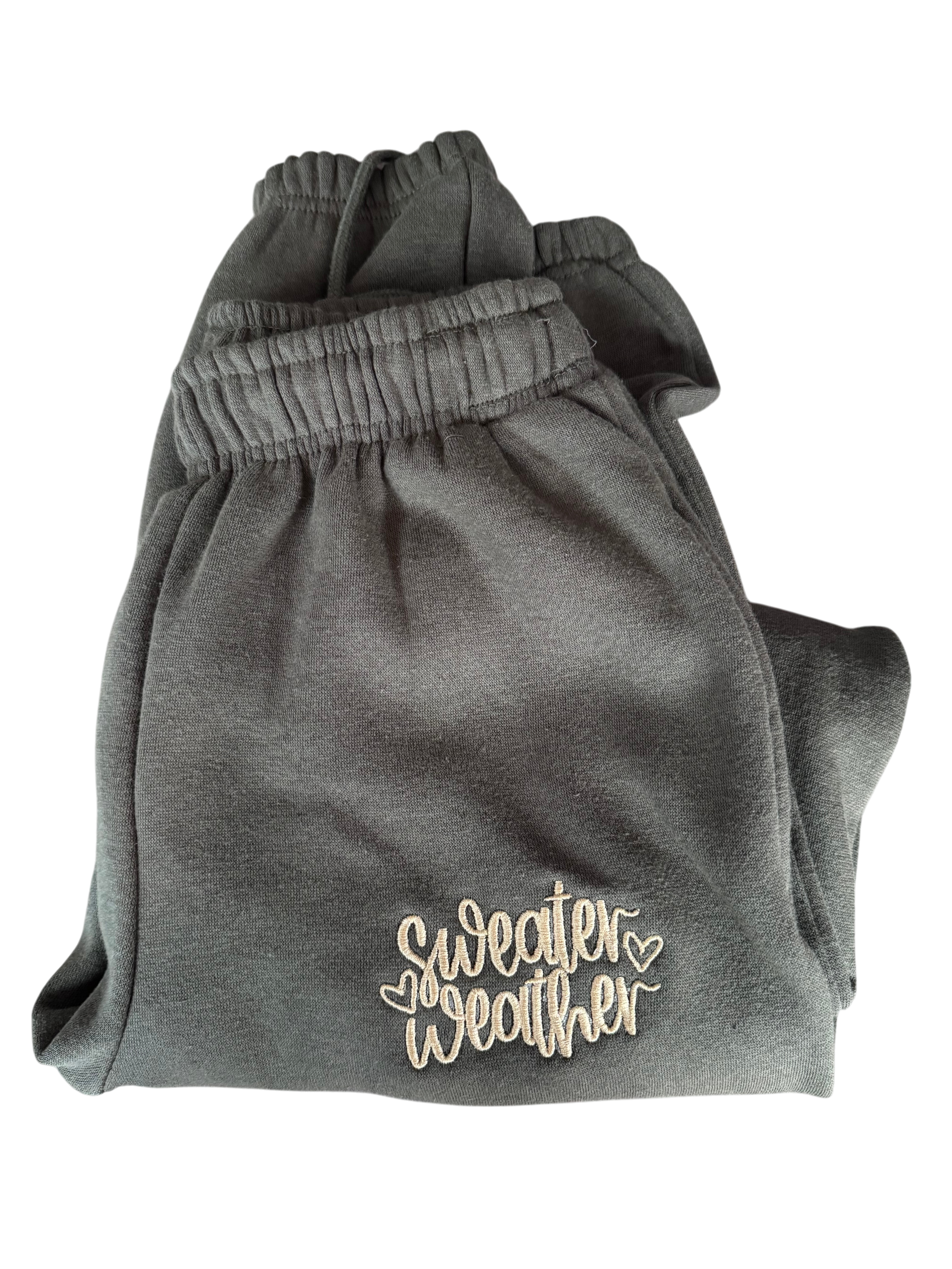 Jogginganzug Set Oliv mit "Sweater Weather" in Gold