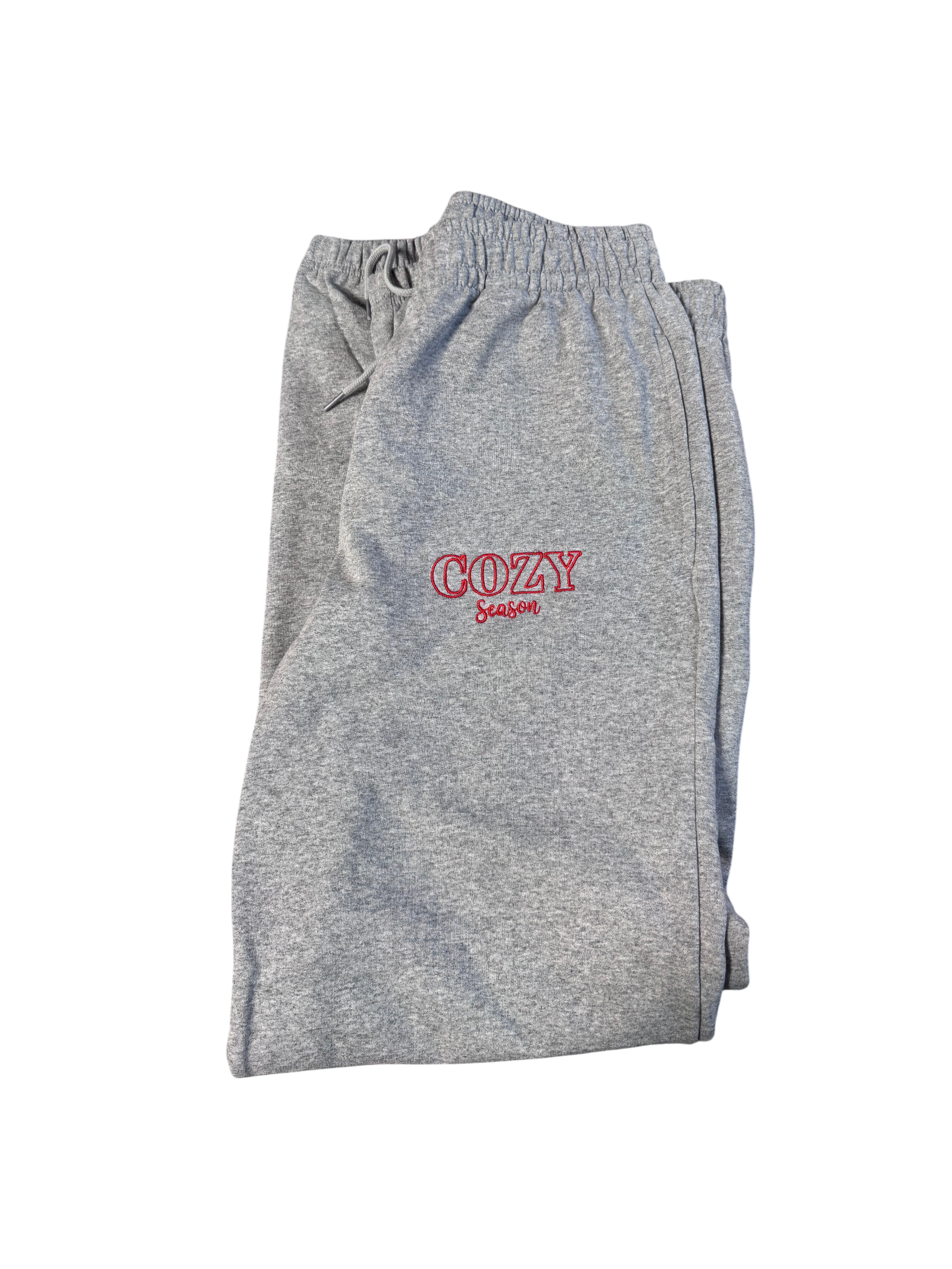 Jogginganzug Set Grau mit "Cozy Season" in Rot