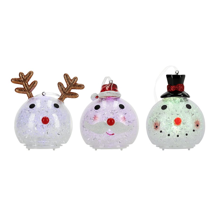 Christbaumkugeln Set Rentier/Weihnachtsmann/Schneemann