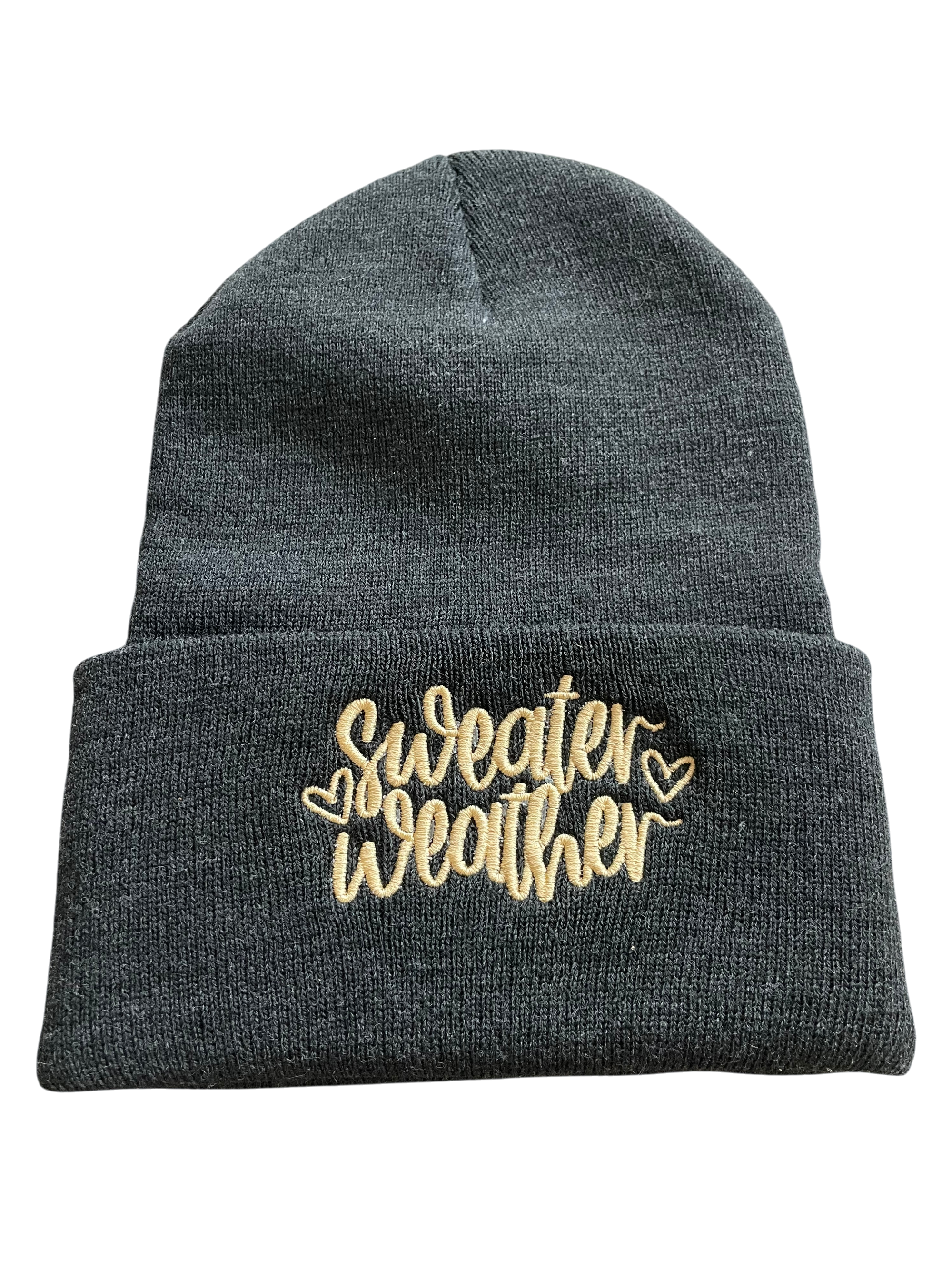 Mütze Schwarz mit goldenem "Sweater Weather"