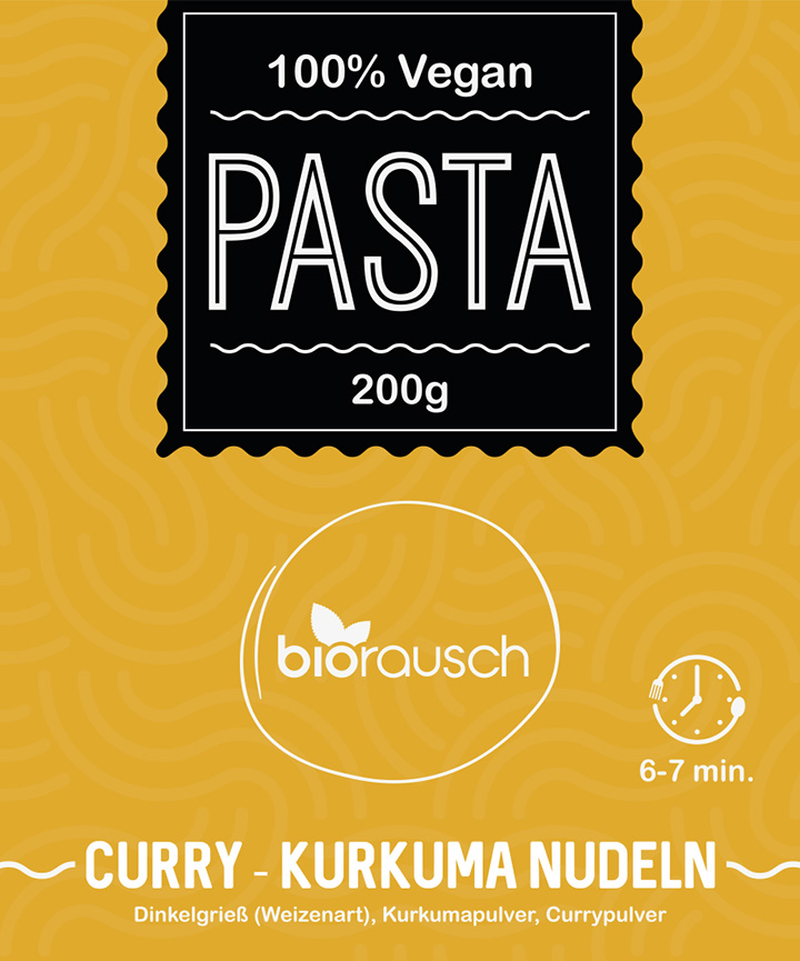 Handgemachte Curry-Kurkuma Nudeln - Dinkelnudeln